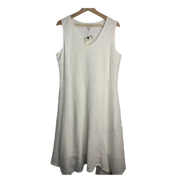 Dana Buchman White Lace Midi Dress Sleeveless L - Picture 1 of 8